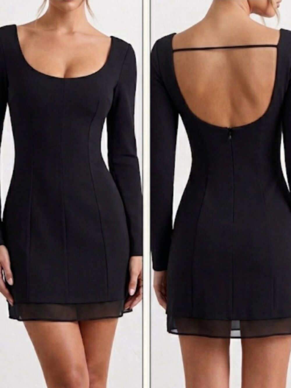 Abercrombie & Fitch Black Long Sleeve Scoop Back Dress